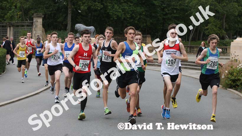 Soon after the start of the under-17s mens Northern Road Relay.